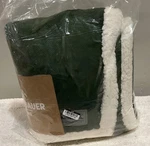 Eddie Bauer Plush Flannel Sherpa Throw Blanket Green/black Plaid 50X60IN. Fixed Price $18.95.