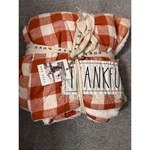 Rae Dunn Buffalo Check Sherpa Throw Blanket Orange Cream Thankful 50X60 New. Fixed Price $27.99.