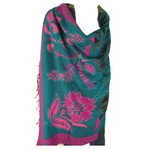 Yak Wool Shawl/throw/wrap Handloomed Reversal Flora Base Color: Teal. Fixed Price $37.60.