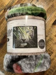 New American Heritage Collection White Tiger Royal Plush Raschel Throw 50"X60". Fixed Price $19.87.