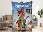Custom Name Zootopia Nick And Judy Fleece Blanket. Fixed Price $52.00.