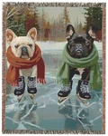 French Bulldog Ice Skating Peronalized Blanket, Winter Throw, Christmas Gift. Fixed Price $119.95.