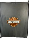 Harley Davidson Bar & Shield Fleece Throw Blanket Black Orange Biker Core. Fixed Price $21.99.