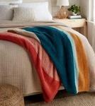 Threshold Cozy Chenille Bed Throw Blanket Queen 92" X 90" Colorful Stripes Nwt. Fixed Price $119.99.