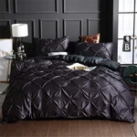 Erosebridal Pinch Pleated Duvet Cover Set Black Queen Size Silk Like Satin Pi.... Fixed Price $46.27.