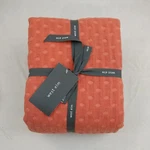 West Elm Cotton Blanket Grid Dot Gauze King Lightweight - Soft Coral Orange Rust. Fixed Price $107.17.