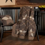 Farmhouse Star Patchwork Throw 50X60 Country Charcoal Dark Tan Creme. Fixed Price $109.95.