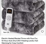 Eheyciga Electric Heated Blanket Faux Fur Gray Auto Shut Off Settings. Fixed Price $75.92.