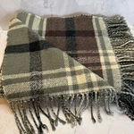 Pottery Barn Throw Blanket Whitaker Plaid Check Reversible Grey Maroon 50X60". Fixed Price $65.00.