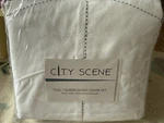 New City Scene Courtney Duvet Cover Set, Full/queen, White/grey. Fixed Price $29.99.