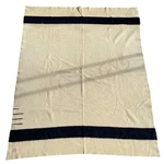 Hudsons Bay 3.5 Point Wool Blanket Cream Black Stripe Made England Early Vintage. Fixed Price $175.00.