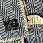 Ll Bean Pendleton Blue Herringbone Virgin Wool Blanket 90X90 Machine Washable. Fixed Price $199.00.
