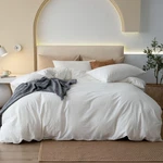 Jiyuan 100% Washed Cotton Duvet Cover QUEEN(90"X90"), Off White(no Comforter). Fixed Price $101.99.