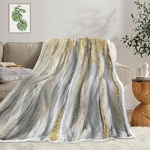 Gray Gold Throw Grey Abstract Texturesoft Fleece Blankets For Couch S.... Fixed Price $31.57.