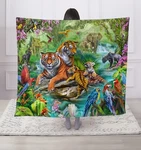 Regal Comfort - Jungle Wildlife Faux Fur Printed Throw Blanket 50"X60". Fixed Price $23.99.