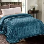 Whale Flotilla Flannel Fleece Size KING(90"X104"), Teal. Fixed Price $37.35.