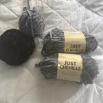 Premier Just Chenille Yarn Gray 2 Skeins Lg Black Sm Throw Ball. Fixed Price $6.00.