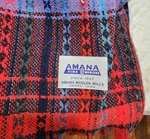 Amana Fine Woolen Vtg Plaid Blanket With Tags 53" X 65" Throw. Fixed Price $58.00.