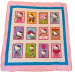 Hello Kitty Quilted Blanket 41X44 Pink Crib Toddler Throw Sanrio Htf. Fixed Price $65.00.