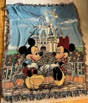 Walt Disney World Castle Mickey, Minnie, Tinkerbell Tapestry Woven Throw 50X60. Fixed Price $25.00.
