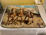 Arkiss Wild Horses Plush Throw Blanket 48"X60" Southwest Vintage Kitsch Lodge. Fixed Price $28.80.