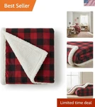Sherpa Throw Blanket 50X60 - Ultra Soft Reversible Fleece & Cabin Plaid Charm. Fixed Price $23.99.