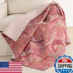 Levtex Home - Spruce Red Quilted Throw 50X60IN. Paisley Pattern. Fixed Price $80.42.