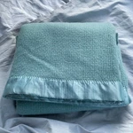 Vintage Faribo Faribault Thermal Acrylic Blanket Blue Satin Bound 68" X 90" Twin. Fixed Price $35.00.