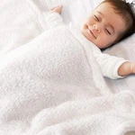 Sherpa Fleece Baby Plush Swaddle Receiving Blankets White 33X43". Fixed Price $6.99.