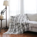 Farmhouse Plaid Chenille Throw Blanket, Velvety Grey Taupe And Ivory White De.... Fixed Price $32.17.