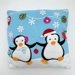 Wal-mart Penguins Christmas Applique Fleece Throw Pillow 13X13 Blue Snowflakes. Fixed Price $12.99.