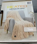 Berkshire Life Heated Luxe Faux Fur Throw Electric Blanket Tan 50" 60" Ez Touc. Fixed Price $19.99.