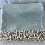 Sferra Celine Cotton Throw Blanket Coral Herringbone Weave Fringed Mint/aqua. Fixed Price $75.00.