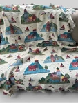 Coastal Lighthouse Throw Blanket Cream With Multicolor Nautical Print Fringe. Fixed Price $36.55.