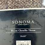Sonoma Luxury Striped Rayon Chenille Throw Blanket, Brown Plush 50"X60". Fixed Price $40.00.
