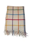 Crate And Barrel 50 X 70 Sabrina Multicolor Plaid Throw Blanket Fringe Lambswool. Fixed Price $69.99.