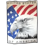 Biederlack United States Of America Blanket Throw 77 Patriotic Eagle Y2K 90S. Fixed Price $39.98.