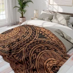 Polynesian Fleece Throw Blanket Pacific Island Carved Woodblock - Dense Material. Fixed Price $31.00.