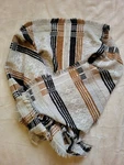 Soft Oversized Woven Blanket Scarf In Beige, Black & Caramel Atmosphere. Fixed Price $15.00.