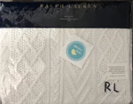 Ralph Lauren Highland Cable Knit Throw Blanket 54X72 White 100% Cotton New Ffold. Fixed Price $219.99.